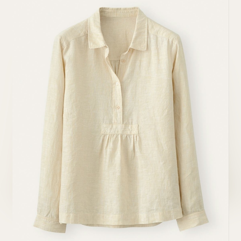Poetry Fashion A-Line 100% Linen Yellow Wheat Shirt US 10 UK 14
